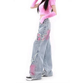 Koreanische zerrissene Schmetterlingsjeans